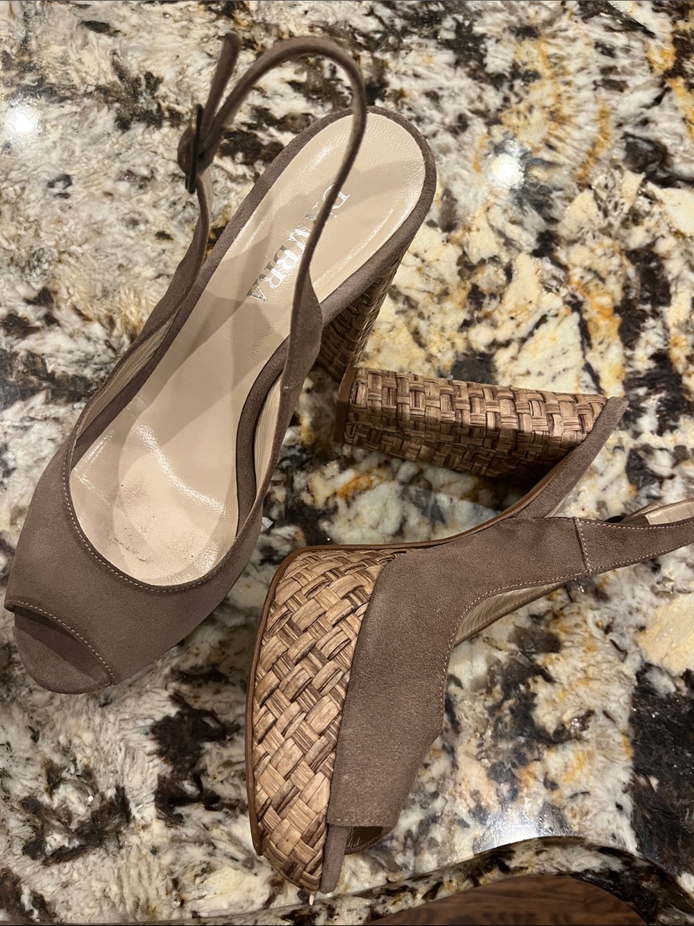 D’ambra 38 Woven Platform Slingback Peep-Toe Pumps made Italy suede